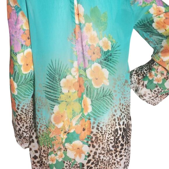Soft Surroundings Womens Size Medium Tropical Floral Animal Print Tunic Top - Picture 4 of 8